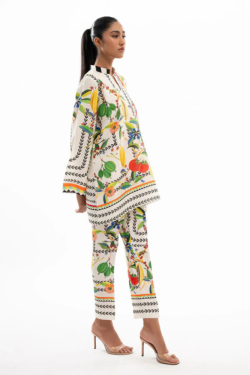 Lush Tropical Colorful Nature Inspired Tunic & Pant Set For Women